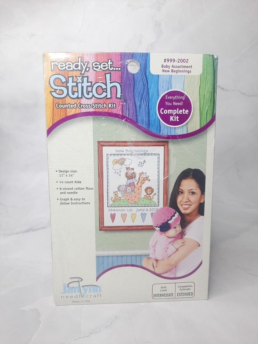 Janlynn Ready Set Stitch Counted Cross Stitch Kit New Beginnings Baby